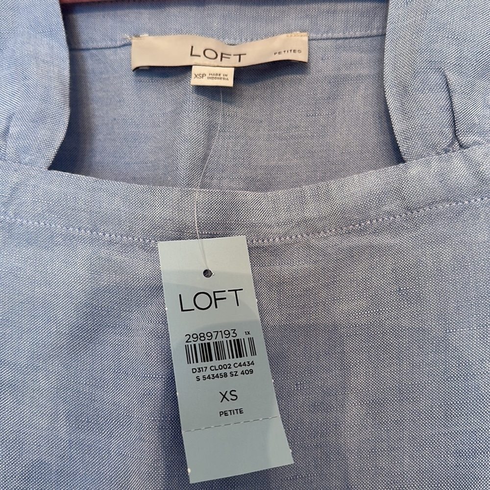 NWT LOFT Chambray Square Neck Flounce Dress - Picture 6 of 7